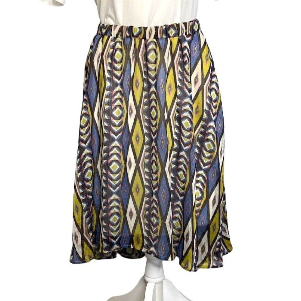 Womens BOBEAU Multicolor‎ Pull On Elastic Waist High Low Skirt sz Medium